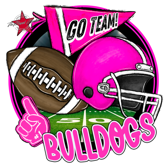 Bulldogs Circle Football Design-Pink