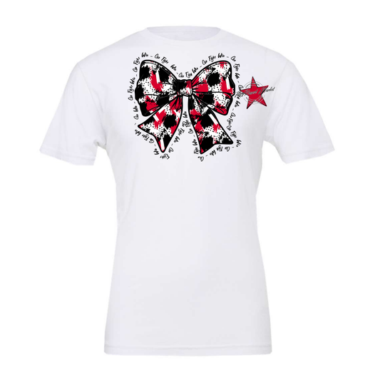 Go, Fight, Win, Splatter Bow Design-Red