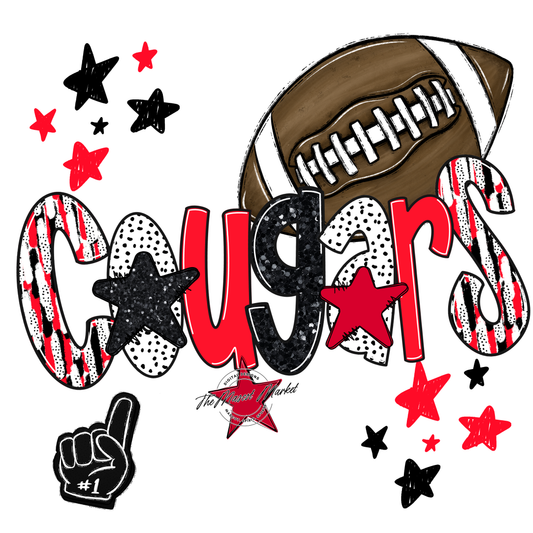 Cougars Football Scrape-Bright Red