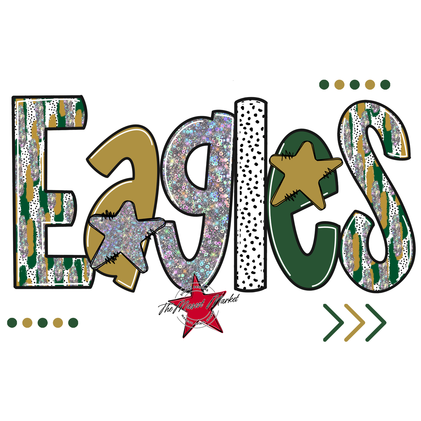 Eagles Brushstroke Alpha Design-Green-Gold