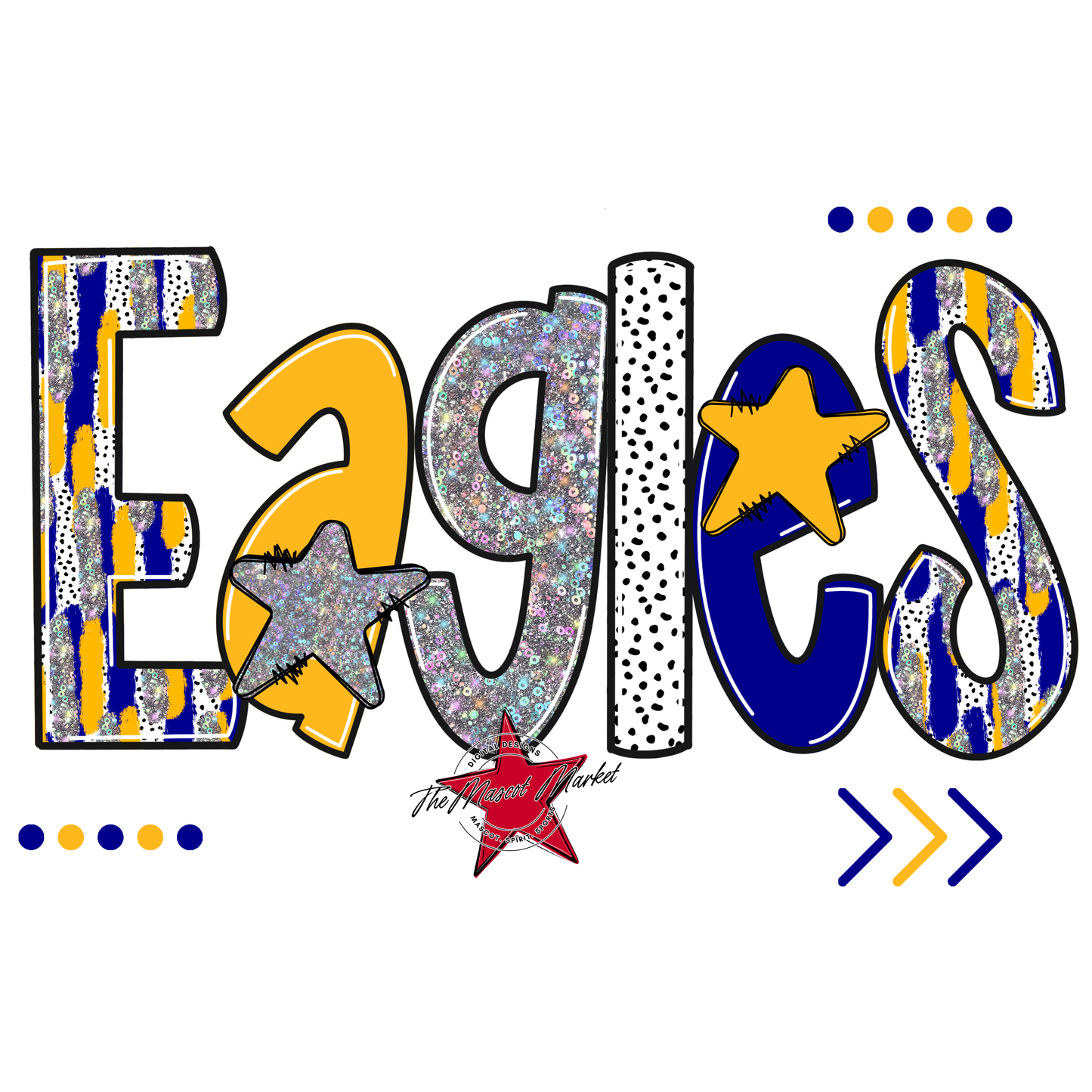 Eagles Brushstroke Alpha Design-Blue-Yellow