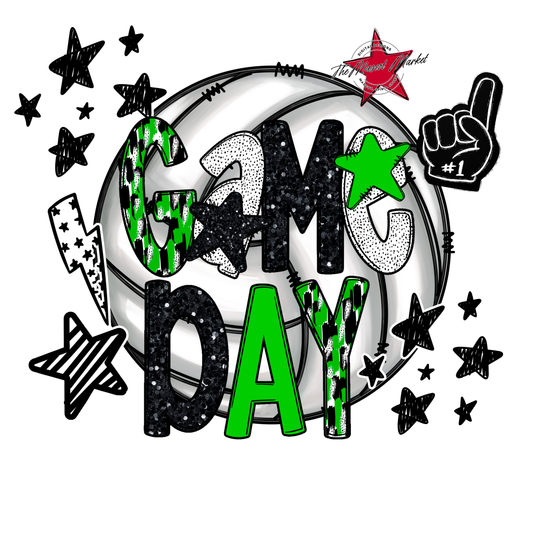 Volleyball Game Day Scrape-Bright Green