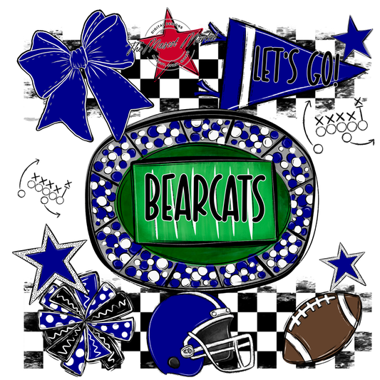 Bearcats Checkers Spirit Design-Blue