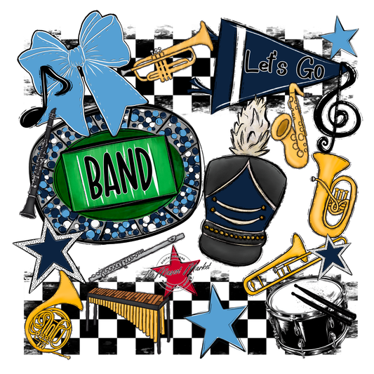 Band Checkers Spirit Design-Navy-Carolina Blue