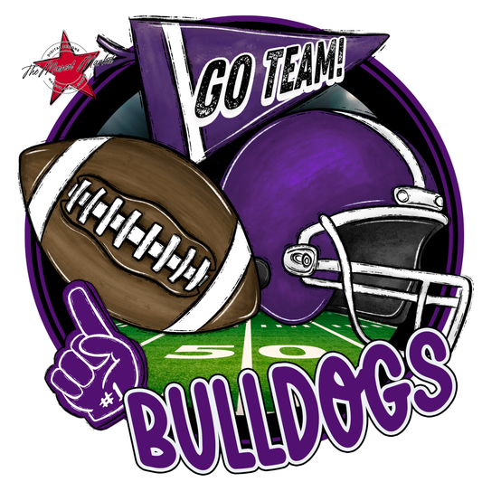 Bulldogs Circle Football Design-Purple