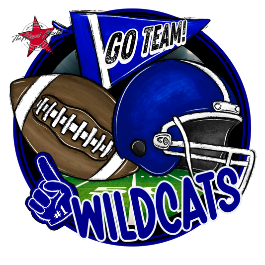 Wildcats Circle Football Design-Blue