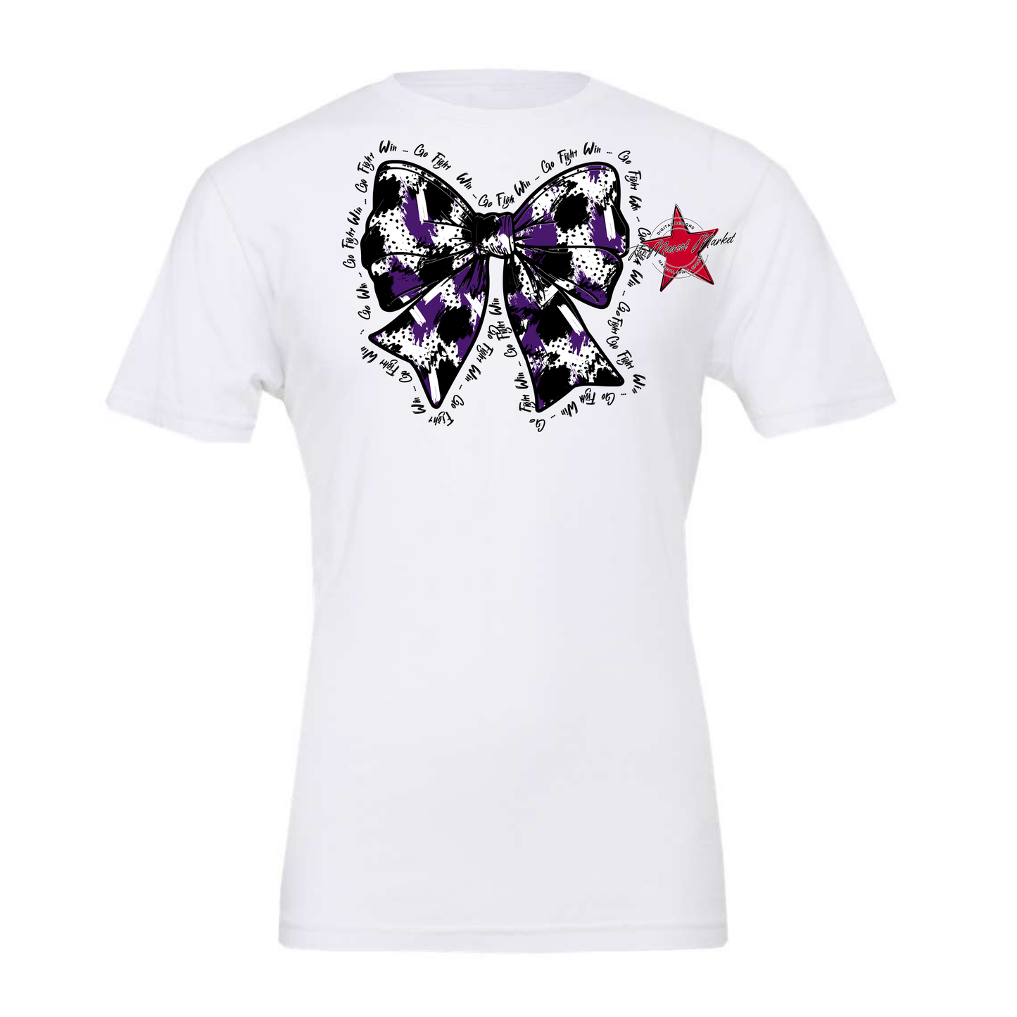 Go, Fight, Win, Splatter Bow Design-Purple