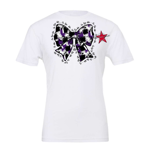 Go, Fight, Win, Splatter Bow Design-Purple