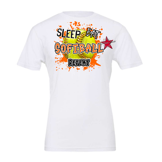 Eat Sleep Softball Repeat-Orange