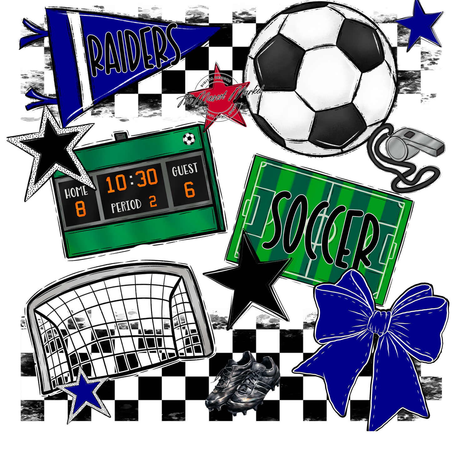 Raiders Soccer Checkers Design-Blue