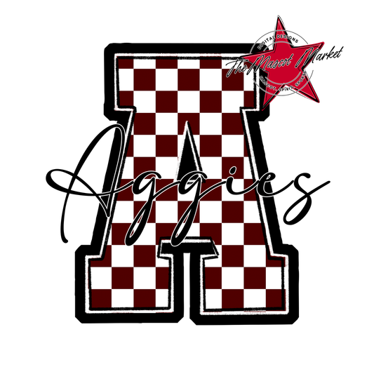 Aggies Alpha Checker Design-Maroon