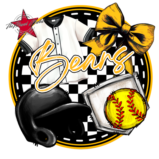 Bears Circle Softball Design-Yellow