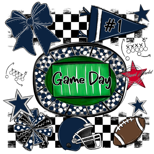 Game Day Checkers Spirit Design-Navy
