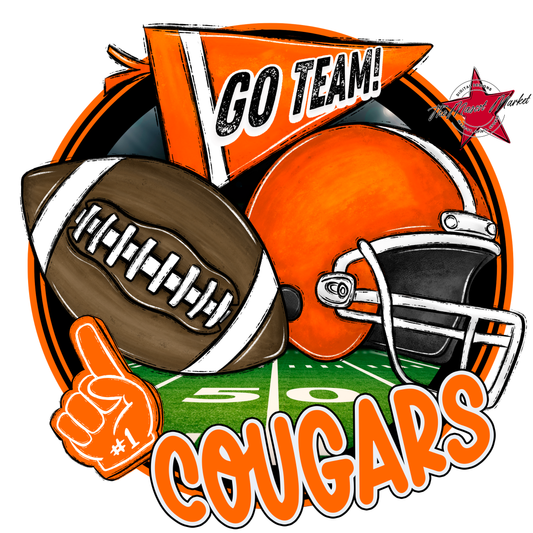 Cougars Circle Football Design-Orange