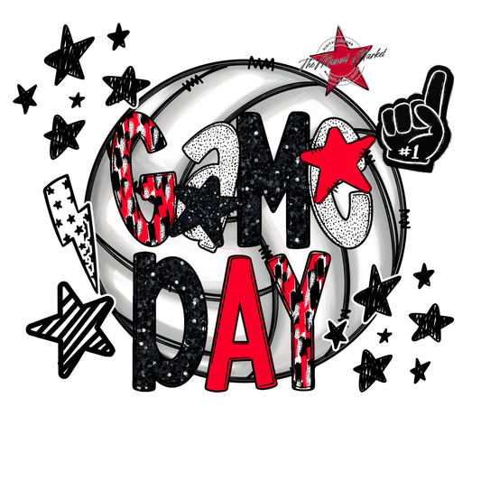 Volleyball Game Day Scrape-Bright Red
