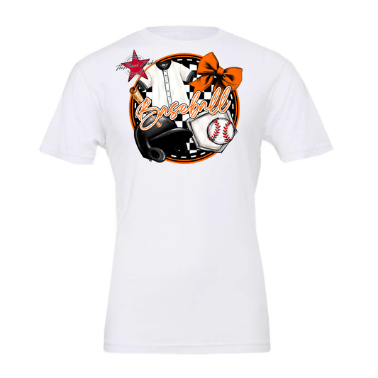 Circle Baseball Design w Bow-Orange