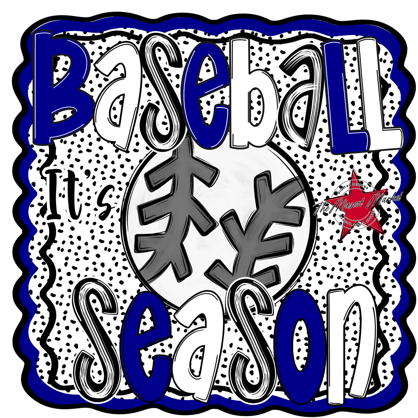 It's Baseball Season Dot Design-Blue