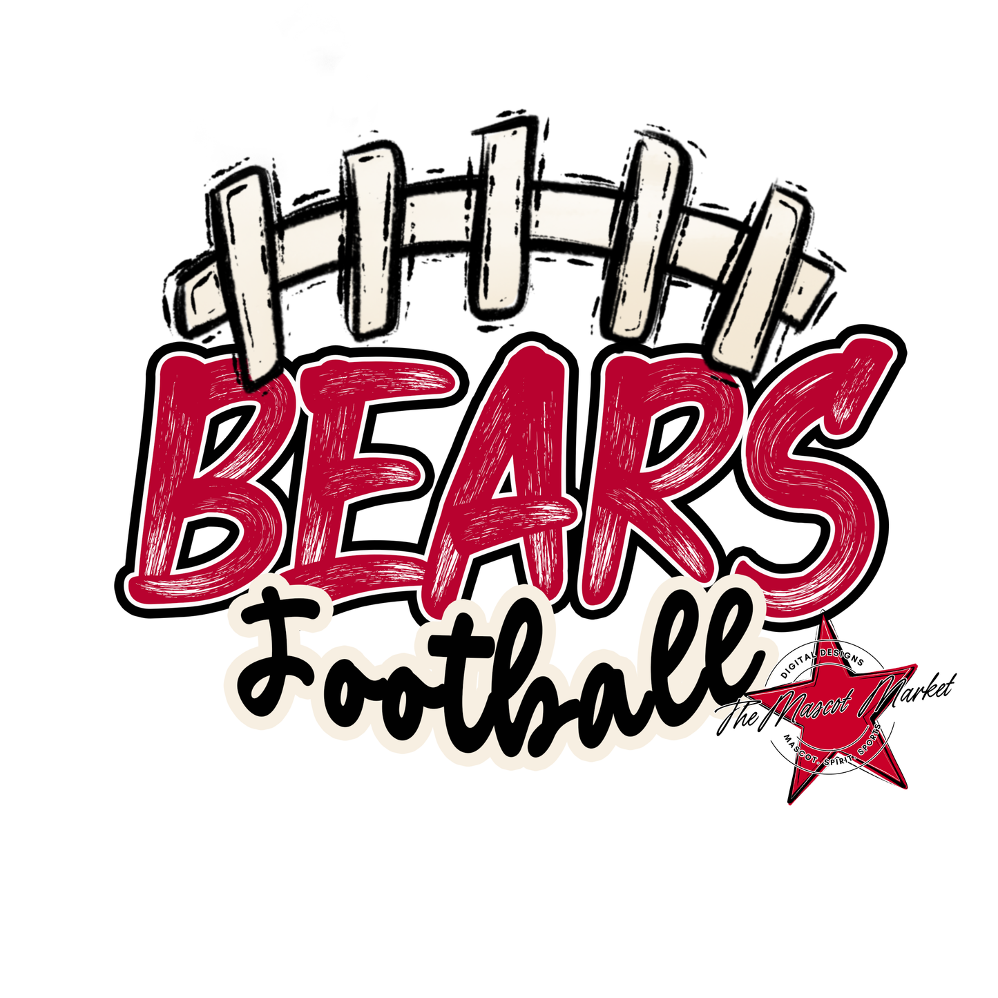 Bears Scratchy Varsity Football Design-Red