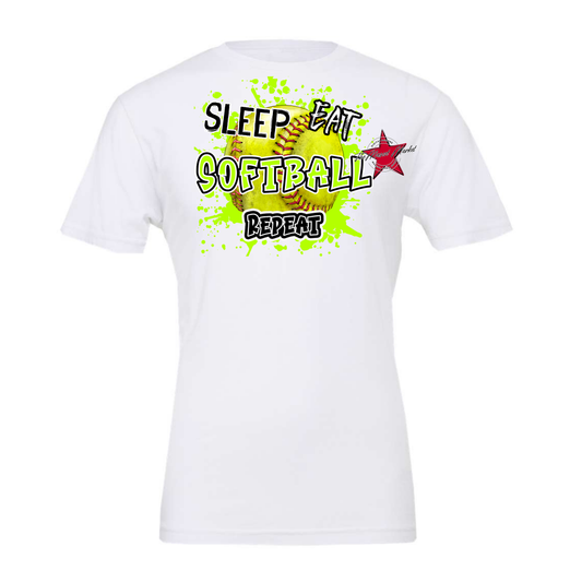 Eat Sleep Softball Repeat-Neon