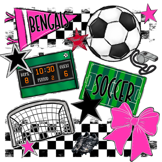 Bengals Soccer Checkers Design-Pink