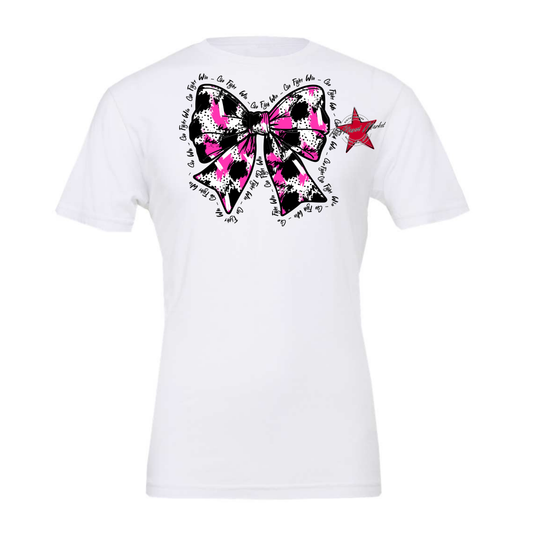 Go, Fight, Win, Splatter Bow Design-Pink