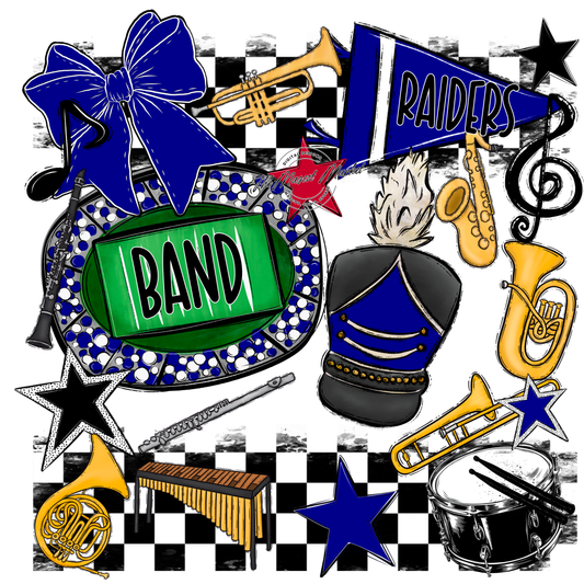 Raiders Band Checkers Design-Blue