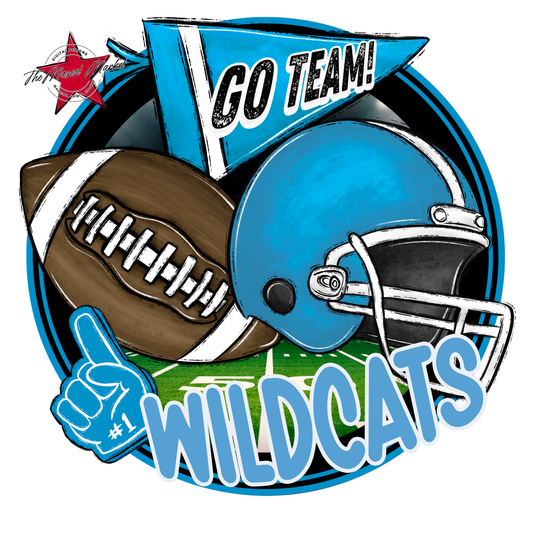 Wildcats Circle Football Design-Carolina Blue
