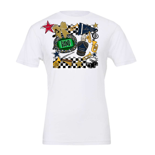 Band Checkers Spirit Design-Navy-Gold