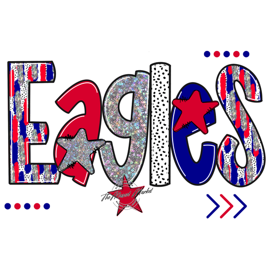 Eagles Brushstroke Alpha Design-Blue-Red