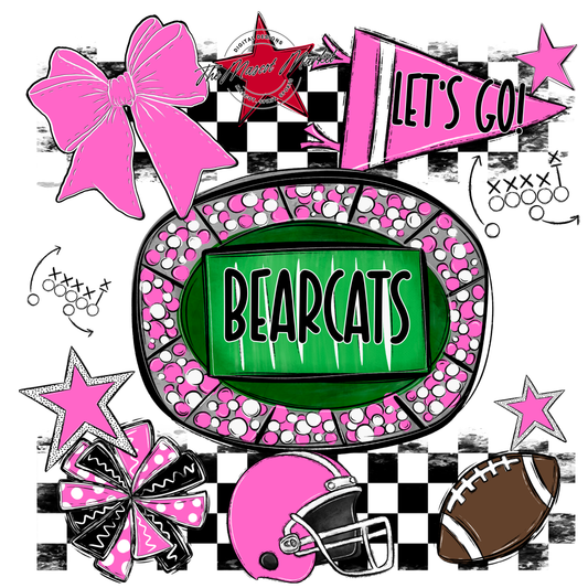 Bearcats Checkers Spirit Design-Baby Pink