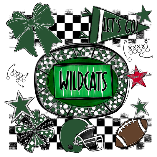 Wildcats Checkers Spirit Design-Green