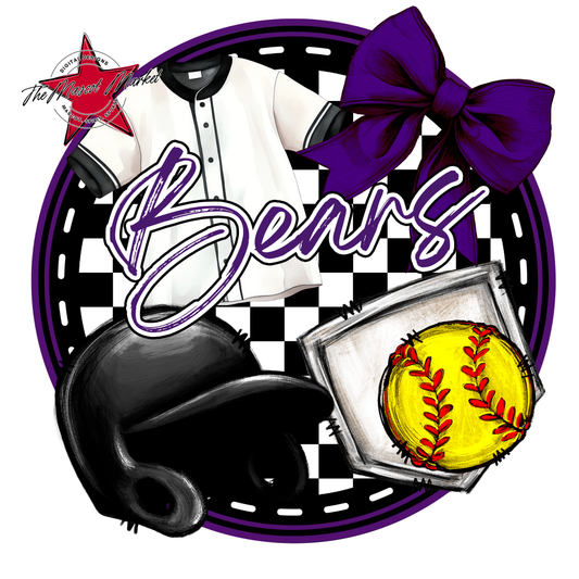 Bears Circle Softball Design-Purple