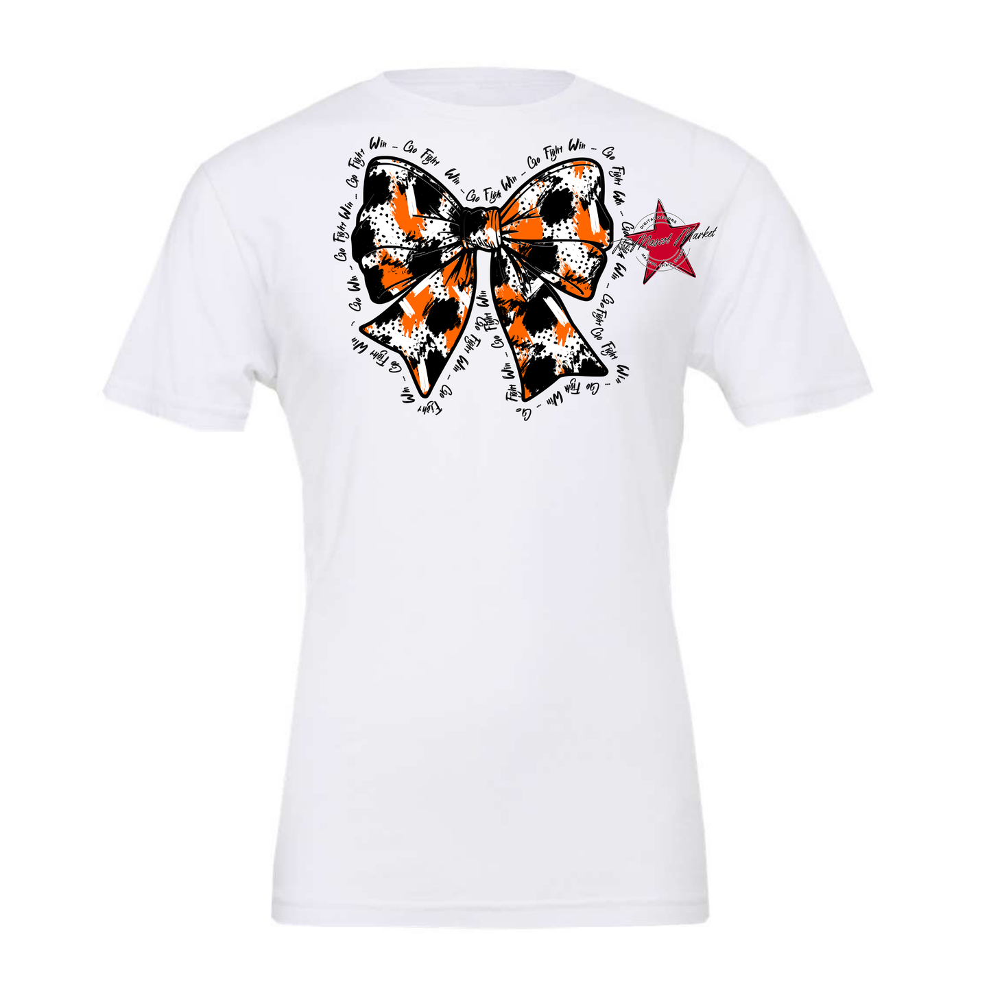 Go, Fight, Win, Splatter Bow Design-Orange
