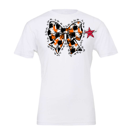 Go, Fight, Win, Splatter Bow Design-Orange