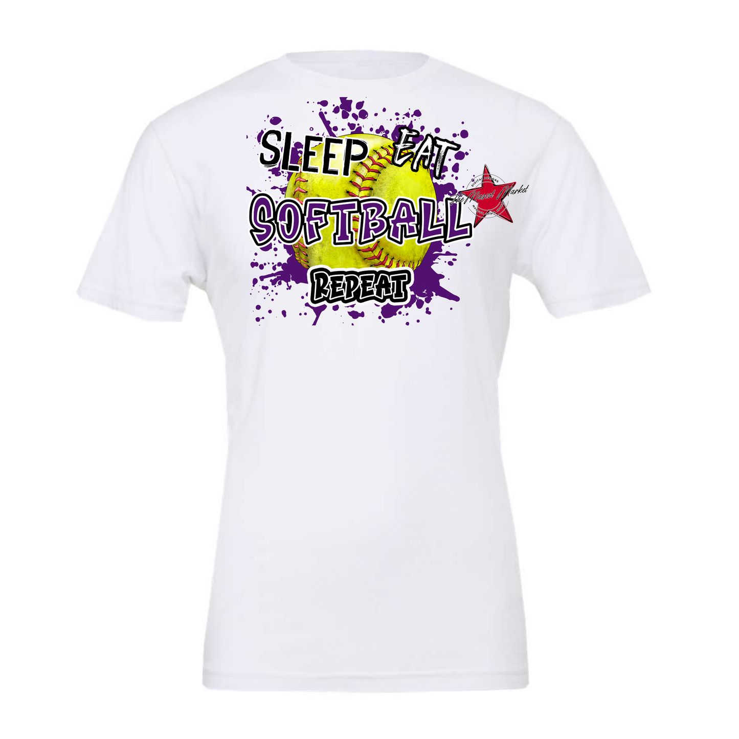 Eat Sleep Softball Repeat-Purple