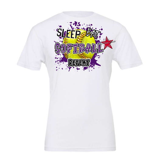 Eat Sleep Softball Repeat-Purple