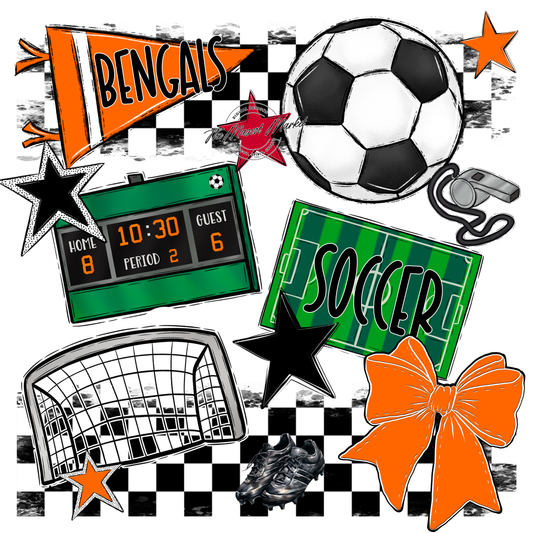 Bengals Soccer Checkers Design-Orange