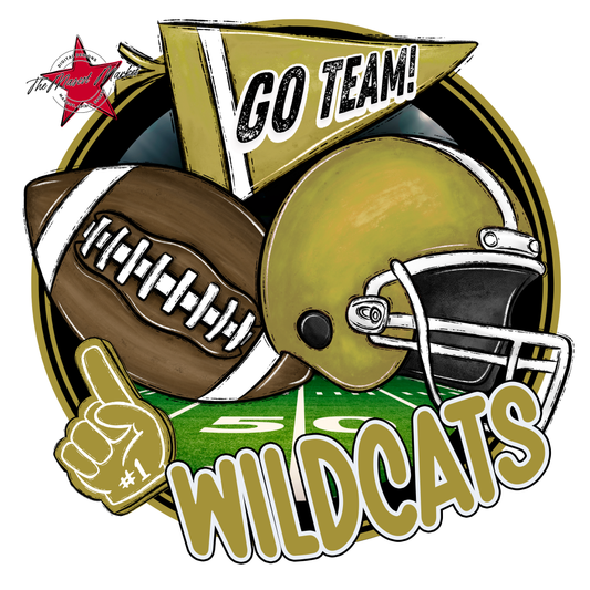 Wildcats Circle Football Design-Gold