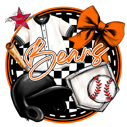 Bears Circle Baseball Design-Orange