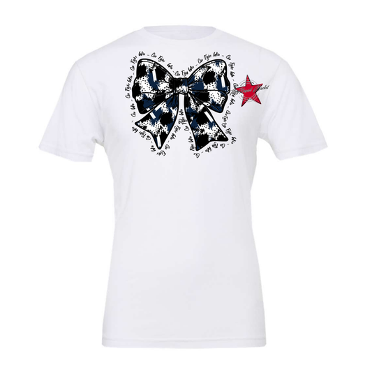 Go, Fight, Win, Splatter Bow Design-Navy