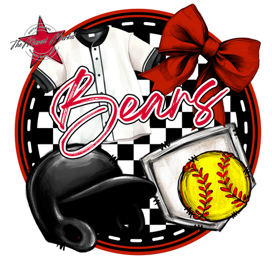 Bears Circle Softball Design-Red