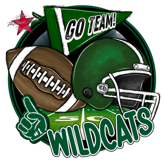 Wildcats Circle Football Design-Green
