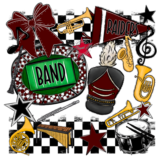 Raiders Band Checkers Design-Maroon