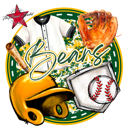 Bears Circle Baseball Design-Green-Yellow