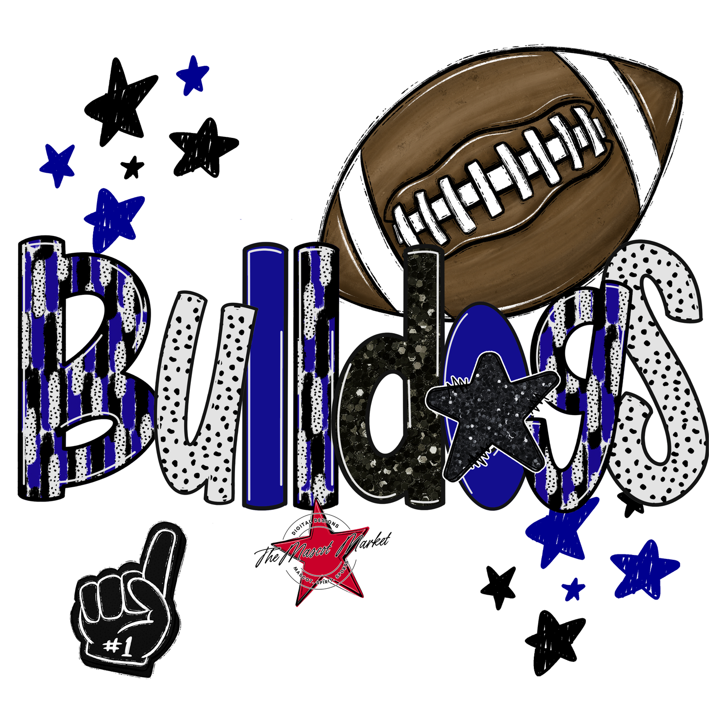 Bulldogs Football Scrape-Blue