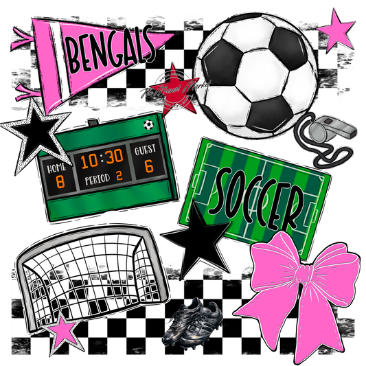 Bengals Soccer Checkers Design-Baby Pink