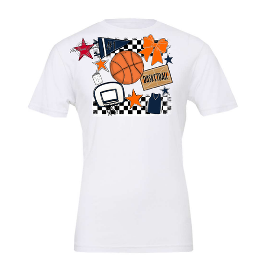 Basketball Checkers Spirit Design-Navy-Orange