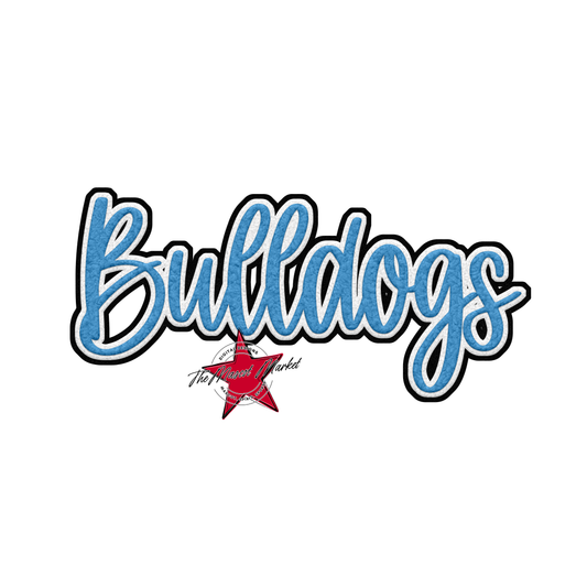 Bulldogs Faux Chenille Patch-Carolina Blue