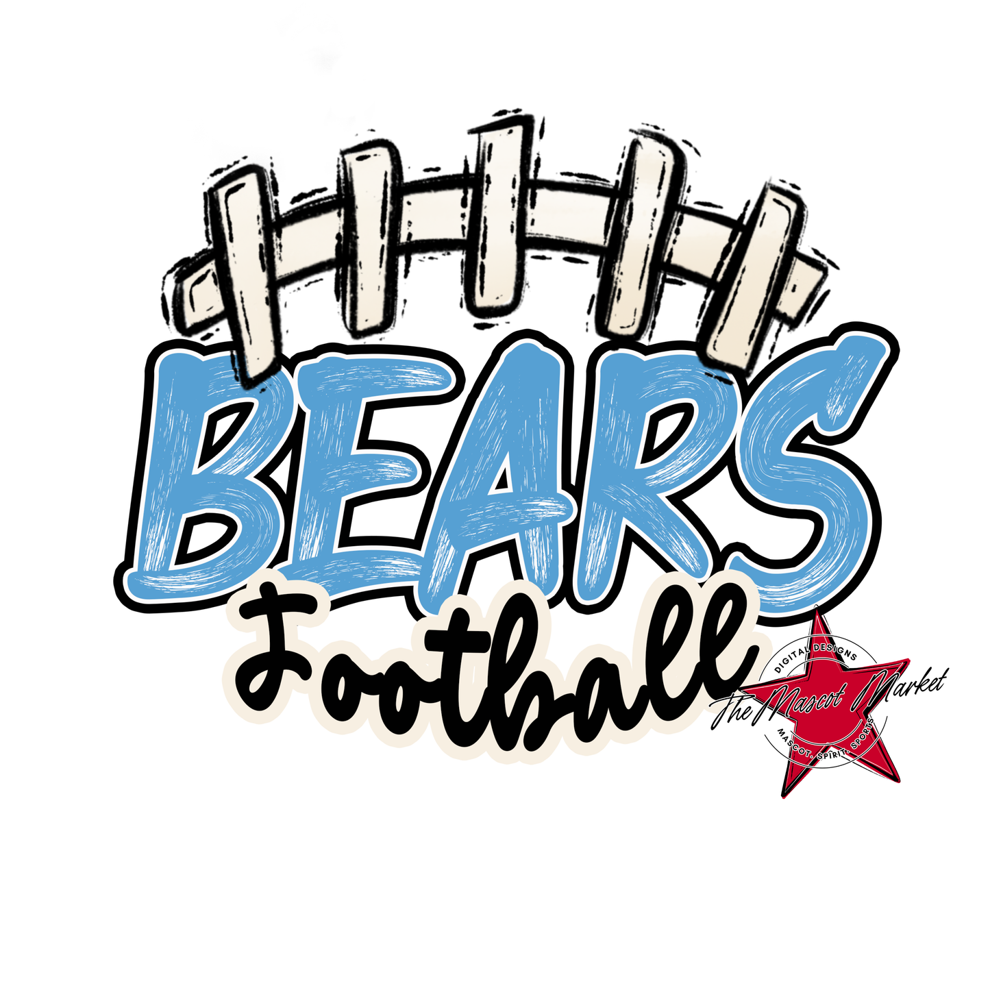 Bears Scratchy Varsity Football Design-Carolina Blue