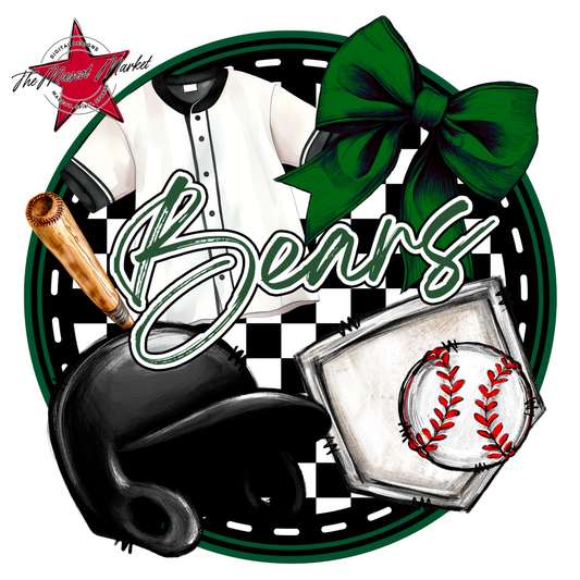 Bears Circle Baseball Design-Green